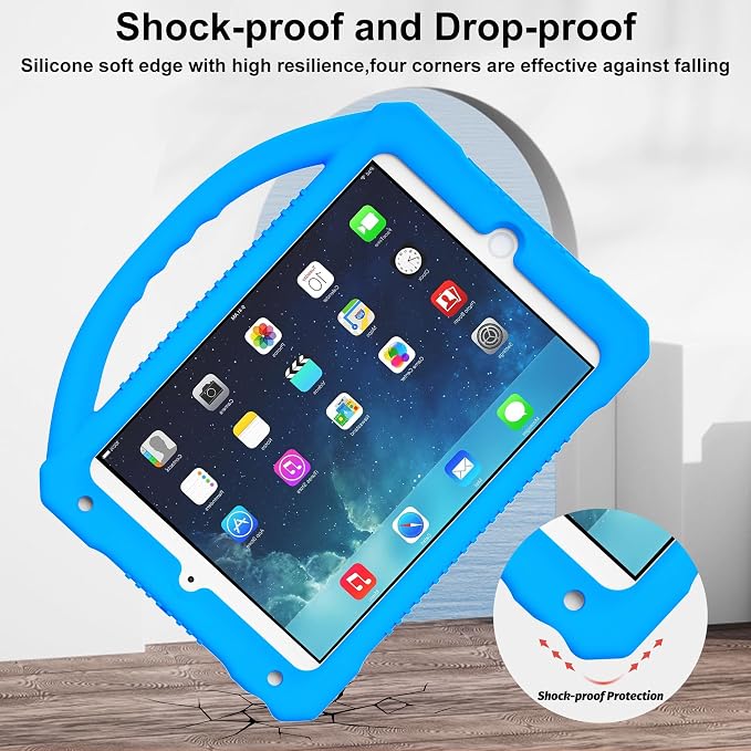 Kids Case for iPad mini 5 4 3 2 1Shockproof Protective Silicone Cover for Apple 7.9 inch Kids iPad mini/Mini 2/Mini 3/Mini 4/Mini 5 Case with Stand Handle (Blue)