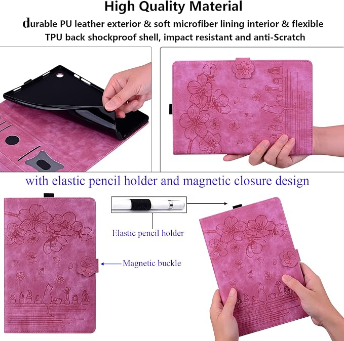 for Apple iPad 10.2 Case 9th/8th/7th Generation Cover (2021/2020/2019) with Auto Wake/Sleep Ultra Thin Lightweight Trifold Stand Folio PU Leather &amp Hard Back Hybrid Cover Almond Blossom