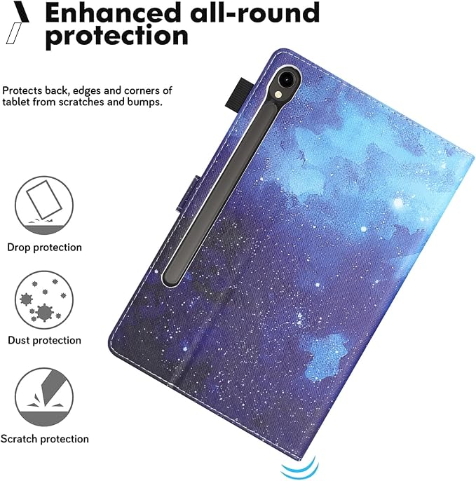 Case for Samsung Galaxy Tab S10 Lite/ S10 FE/ S9 FE 10.9 InchX400/X520/X510 Auto Wake/Sleep Premium PU Leather Folding Stand Cover with Pen Holder &amp Multiple Viewing Angles - Beach