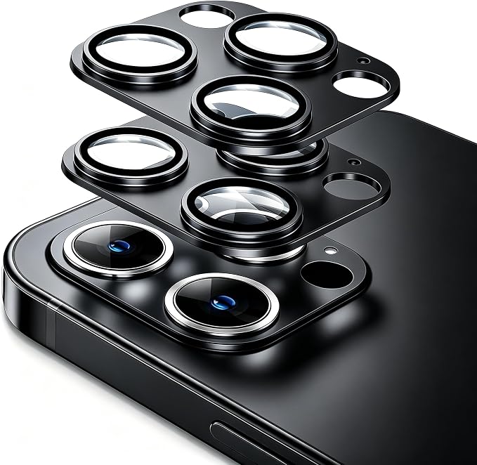 [2 Pack] Compatible for iPhone 13 Pro/iPhone 13 Pro Max Camera Lens Protector Metal Plus Tempered Glass Camera Cover Oneness Design Ultra Clear Anti-Explosion Black+Black