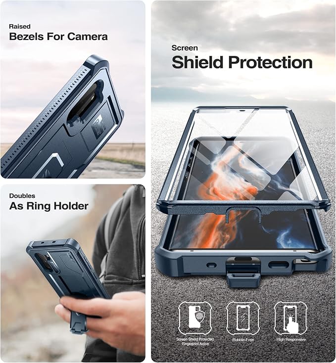Dexnor for Samsung Galaxy Note 10+ Plus Case [Built in Screen Protector and Kickstand] Heavy Duty Military Grade Protection Shockproof Protective Cover for Samsung Galaxy Note 10 Plus (Army Green)