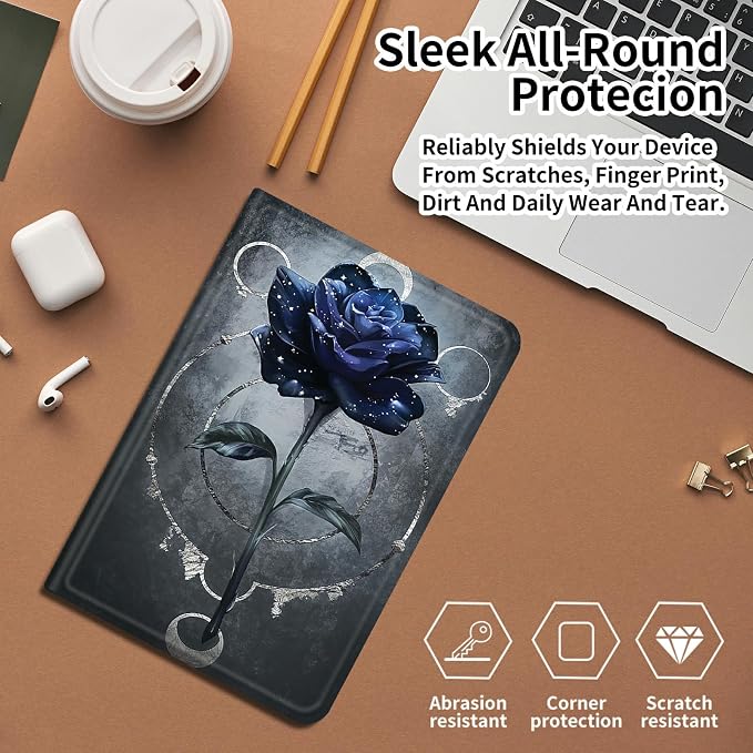 Case for Fire 7 Tablet &amp Fire 7 Kids (12th Gen 2022 Release) - Slim PU Leather Protective Smart Cover with Auto Sleep/Wake &amp Multi-Angle StandBlue Dandelion