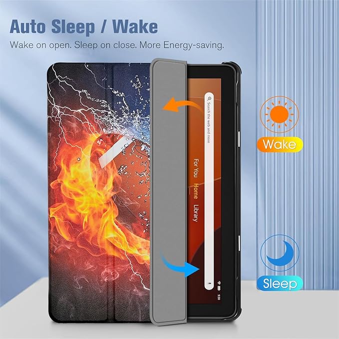 Case for Amazon Fire HD 10 Tablet 7th / 9th Generation 2017/2019 Release American Football Lightweight PU Leather Folding Stand Cover with Auto Wake/Sleep
