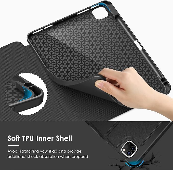VIKESI Case for iPad Pro 11 inch (M5/M4) 2025/2024Multiple Angles Magnetic Stand CoverShockproof BackPencil Holderand Auto Sleep/WakeBlack