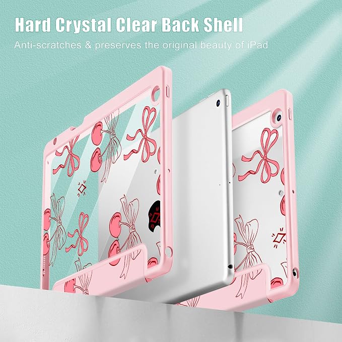 May Chen for iPad 9th Generation with Pencil Holder iPad 8th/7th Gen Case 10.2-inch [Penceil Holder] Trifold Stand Auto Wake/Sleep Clear TPU Protection Back Cover Ballet Shoes