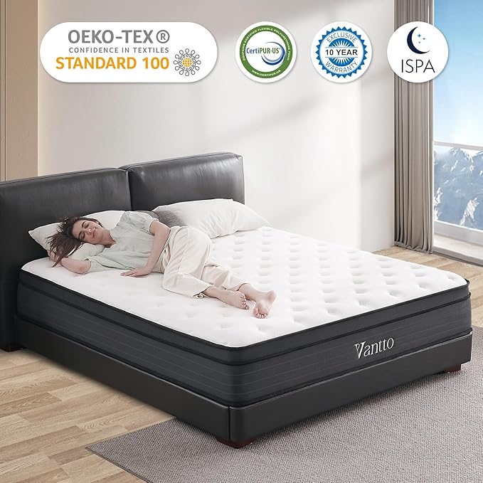 Queen Size Mattress, 14 inch Hybrid Memory Foam Queen Bed Mattress in a Box, Pocket Spring for Motion Isolation, Pressure Relief, Silent Sleep, CertiPUR-US