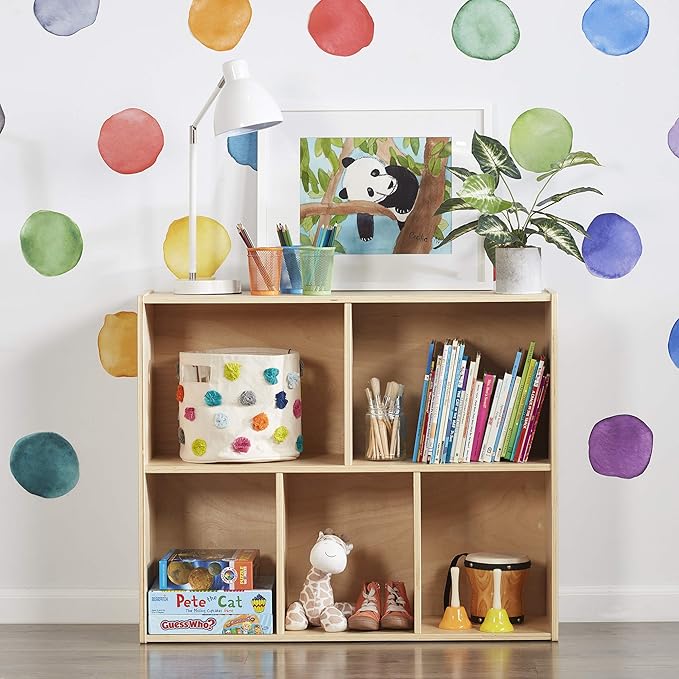ECR4Kids Streamline 5-Compartment Storage Cabinet, 30in, Classroom Furniture, Natural