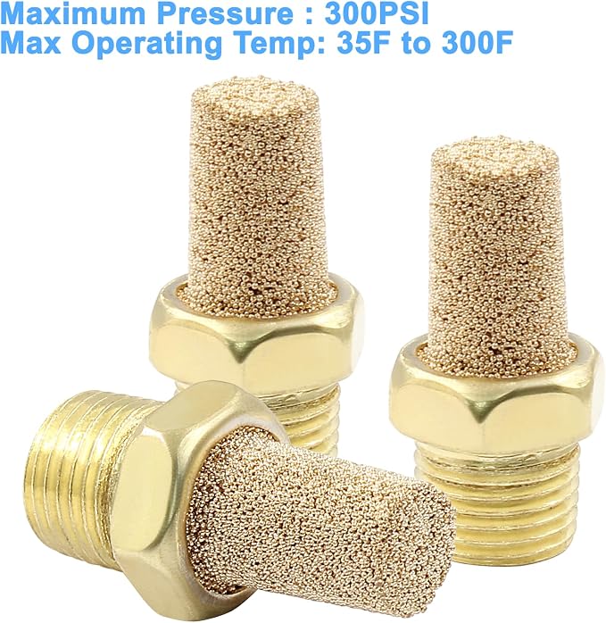 10 Pack 1/8" Male Thread Pneumatic Brass Exhaust Muffler Filter Air Pneumatic