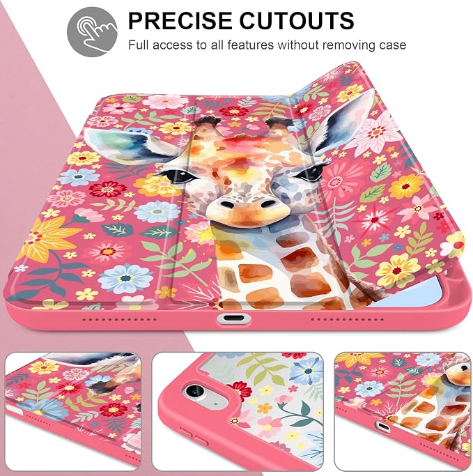 Case for iPad (A16) 11th Generation 11 inch 2025 /iPad 10th Gen 10.9 2022 - Aesthetic Cute Preppy Design Trifold Cover with Soft TPU Bumper Clear Back Auto Sleep/Wake Waves