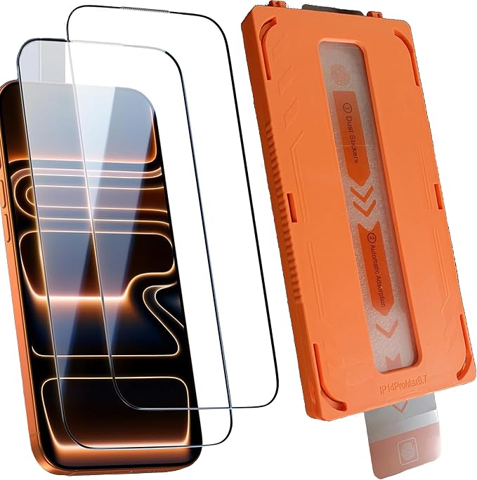 16 Pro Screen ProtectorAuto-Dust Removal Compartment With IPhone 16 Pro Screen Protector with Dust Free Chamber [Zero Bubble] 9H+Tempered Glass Films Shockproof (16 Pro)