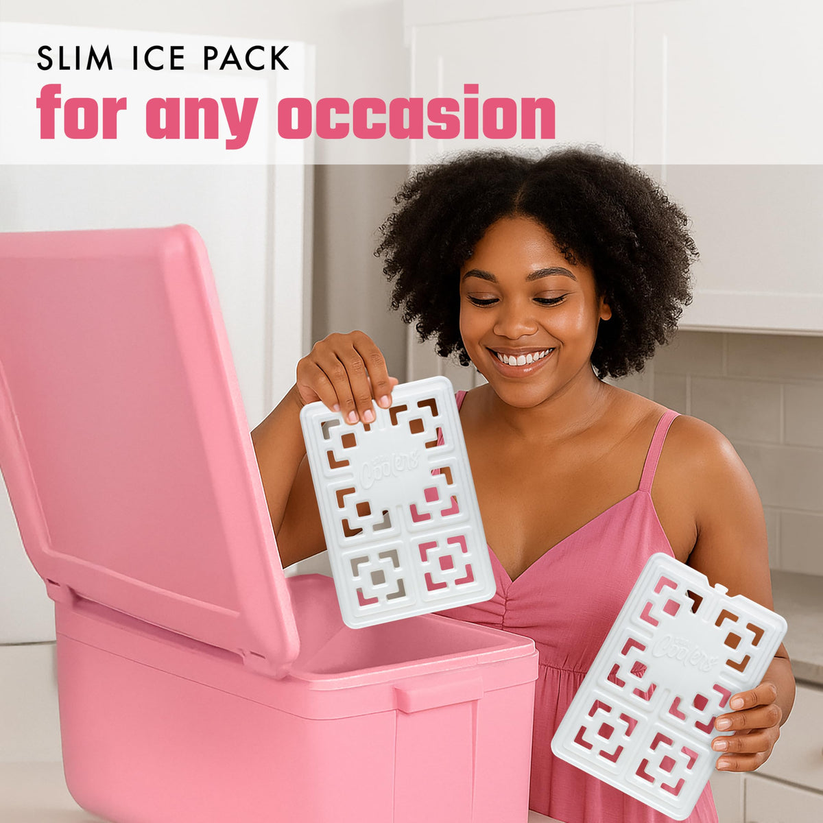 Cool Coolers XL Fashion Ice by Fit & Fresh, 3pk Ice Blocks for Lunchboxes, Quick Freeze, Space Saving, Stylish Reusable Freezer Packs for Coolers, Pearl White