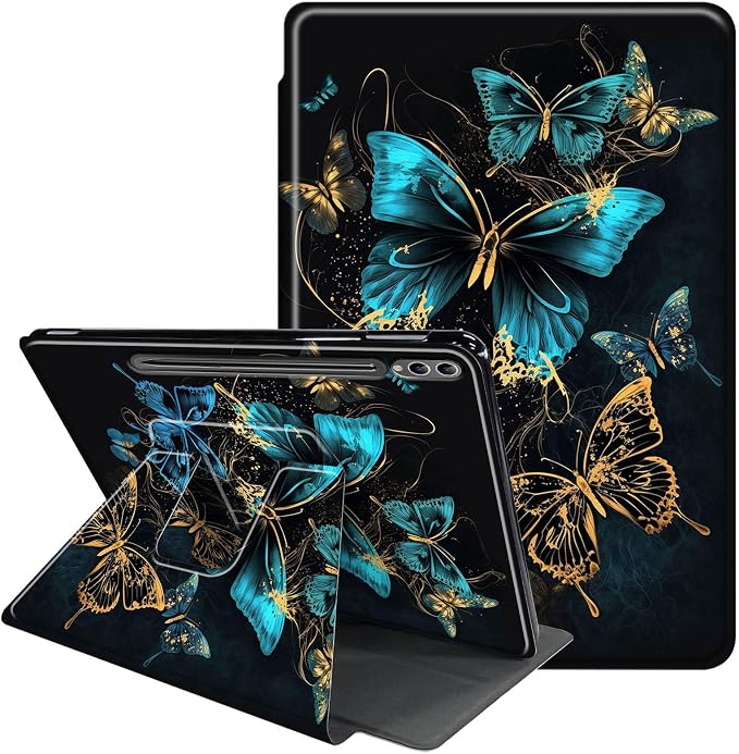 Case for Samsung Galaxy Tab A9 8.7-Inch 2023360 Degree Rotating Multi-Angle Viewing Protective Cover with Auto Sleep/Wake-Blue Butterfly
