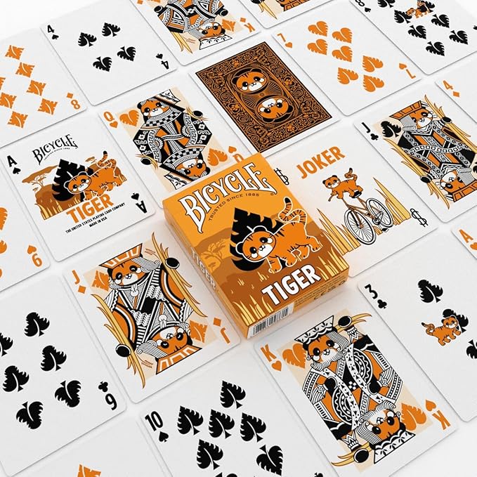 Bicycle Tiger Playing Cards - Cute and Collectible Bengal Tiger Inspired Toys Deck of Card Game for Family Game Night