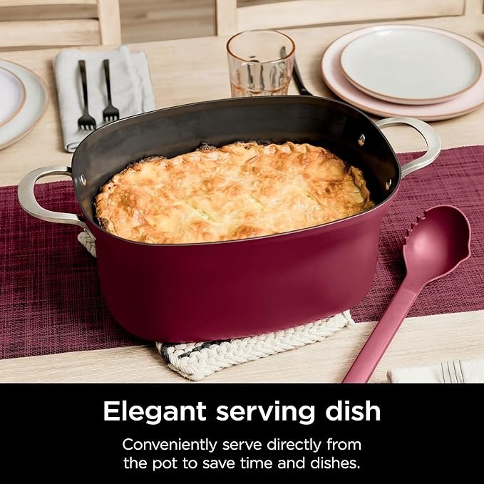 Ninja MC1000 Foodi PossibleCooker 8.5 Quart Multi-Cooker,with 4-in-1 Slow Cooker,Dutch Oven & More,Glass Lid & Integrated Spoon,Nonstick,Oven Safe Pot to 500°F,Cherry Tarte (Renewed)