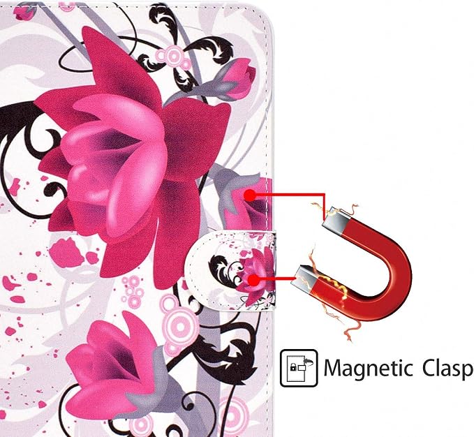 Universal 7 Inch Tablet Case Techcircle Ultra Slim Lightweight PU Leather Stand Folio Flip Wallet Protective Shell Case [Card Slots] [Magnetic Closure] for All 7 Android Tablet PC Cherry Blossom