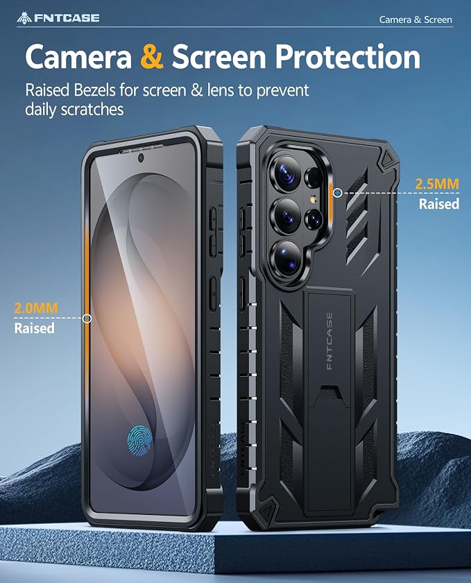 FNTCASE for 11 Pro XL Case Rugged Kickstand 2 Front Frames Black | Built-in Screen Protector 20FT Military-Grade Drop Protection Rugged Heavy Duty Shockproof Full Body Protective Cover