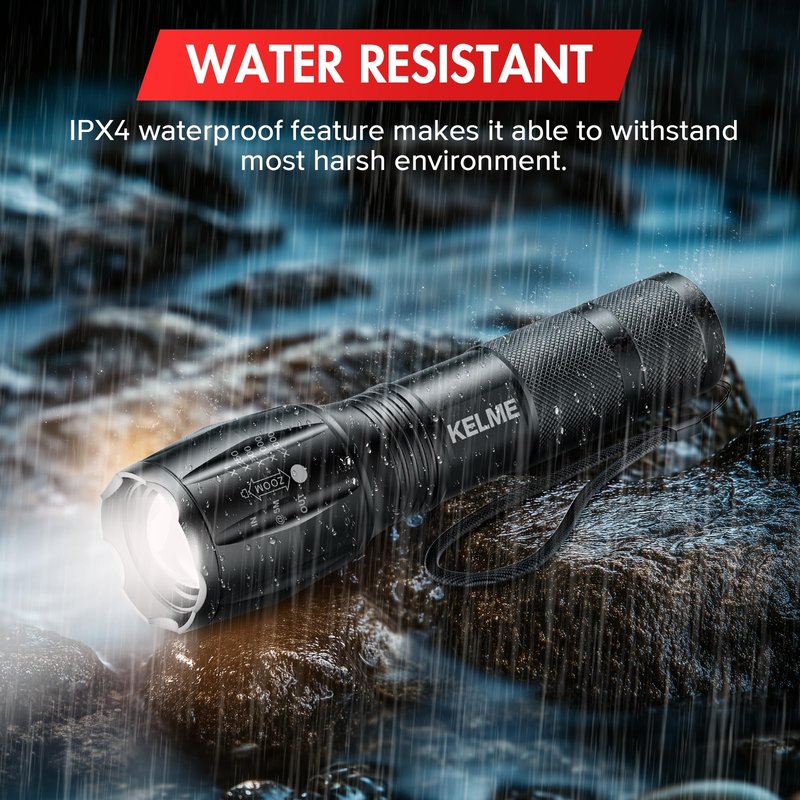 KELME 3 Pack Flashlights High Lumens, Powerful Tactical Flashlights with 5 Modes, Zoomable Small LED Flashlight Waterproof Handheld Flash Light for Home Emergencies Camping Hiking (Battery Included)