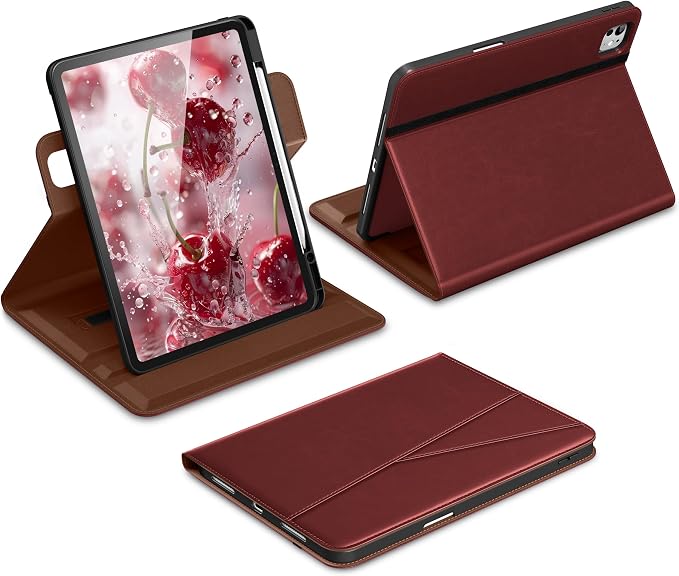 DTTO for iPad Pro 13 Inch Case M5 / M4 (2025/2024) Brown | 360 Degree Rotating Premium Faux Leather Folio Stand Cover with Pencil Holder Auto Sleep/Wake Multiple Angles