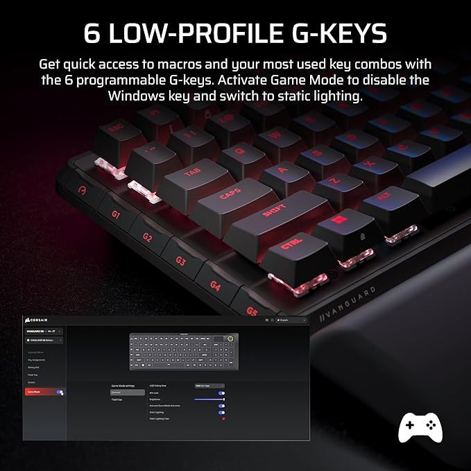 Corsair Vanguard 96 Wired Mechanical Gaming Keyboard – 96% Layout, MLX Fusion Tactile Switches, 8000Hz Polling, LCD Display, Virtual Stream Deck, G-Keys, SOCD Flashtap, QWERTY US – Black