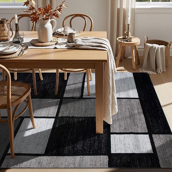 Rugshop Contemporary Modern Boxes for Home Office,Living Room,Bedroom,Kitchen Non-Shedding Area Rug 7' 10" X 10' 2" Gray