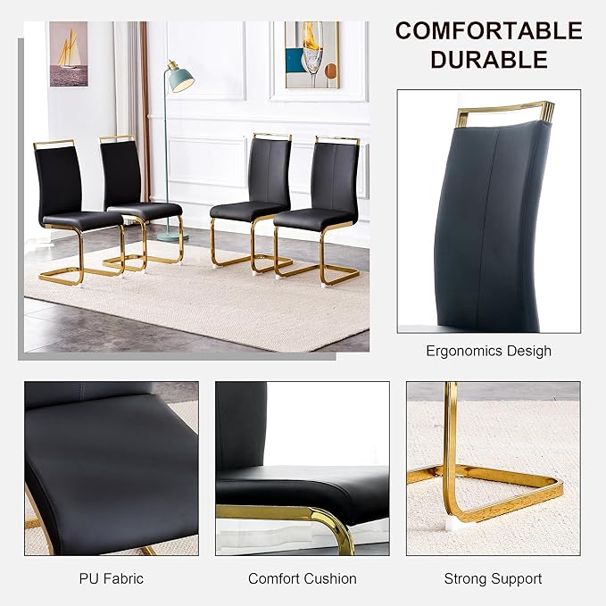 Dining Table Set for 8, Kitchen Table Chairs Set of 8, Modern Dining Room Set with 71 inch Marble Dinner Table PU Leather Upholstered Chairs for Dining Room Kitchen