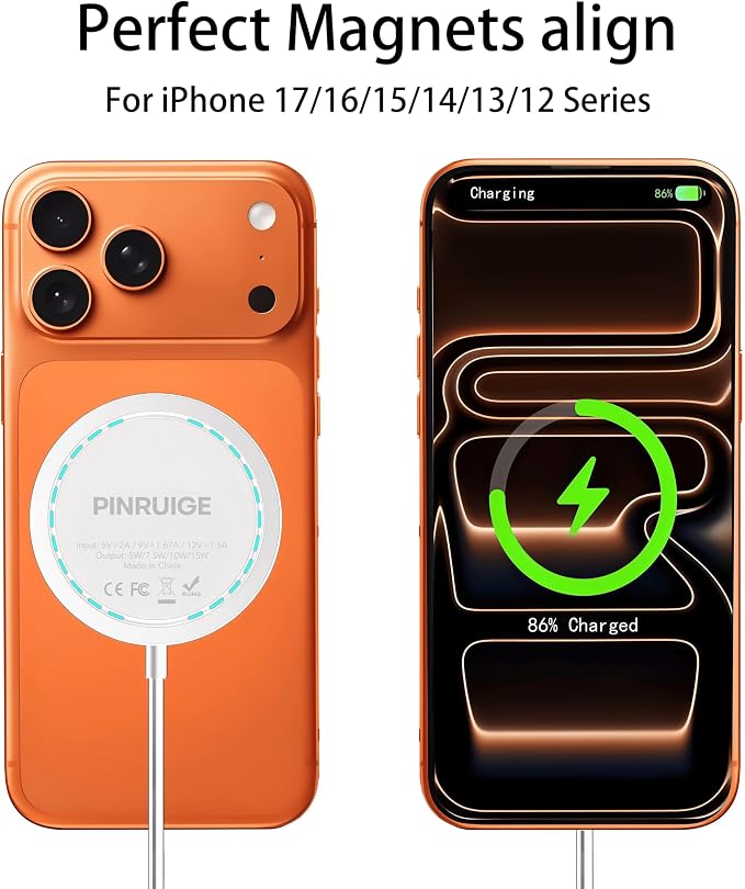 Magnetic Wireless Charger for iPhone 15W Fast Mag Safe Charger 2 Pack Charging Pad Compatible with iPhone 17/16/15/14/13/12 Series and Air - Pods 3/2/Pro 2/Pro Black