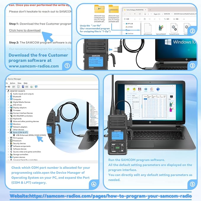 SAMCOM Radio Programming Cable USB Plug &amp Play No Driver Needed for Windows System Compatible FPCN30A FPCN10A Two Way Radio