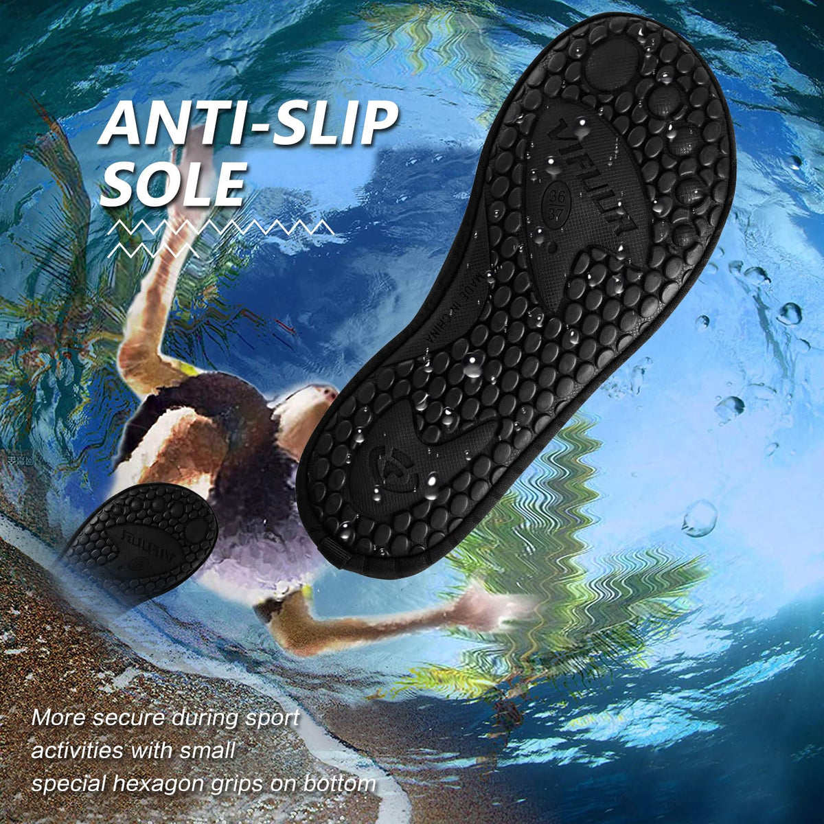 VIFUUR Water Sports Unisex Shoes Black - 7.5-8.5 W US / 6-7 M US (38-39)