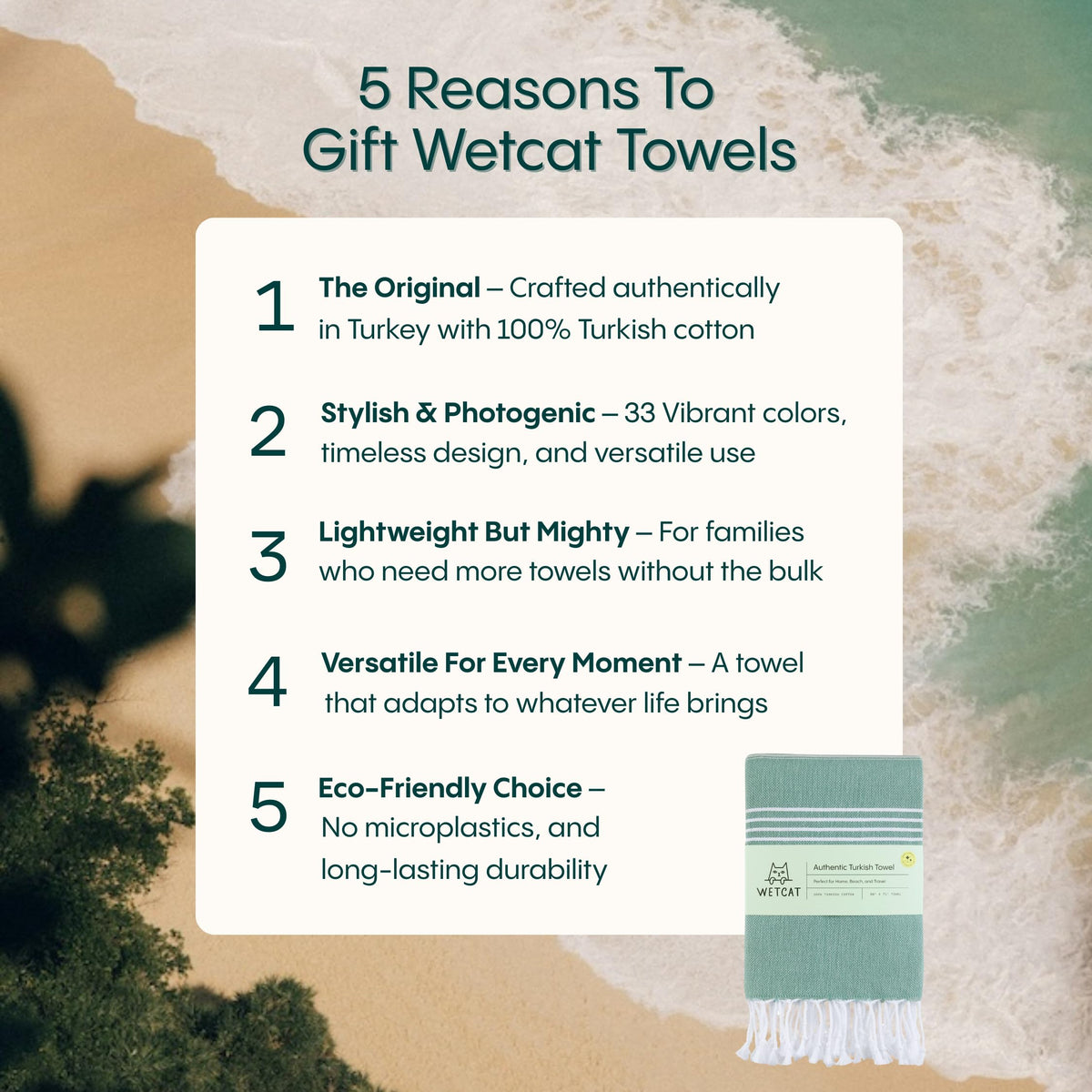 WETCAT Turkish Beach Towel Oversized (38"x71") 100% Turkish Cotton, Made in Turkey - Sand Free, Extra Large, Ultra Soft, Quick Drying, Compact & Lightweight for Travel - Lime Green