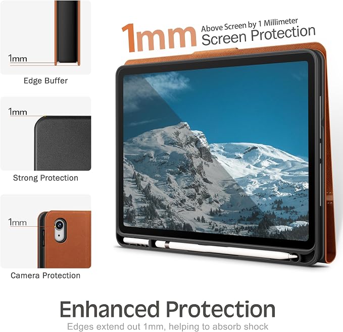 Case for iPad (A16) 11th Gen 11-inch iPad 10th Gen 10.9-inch | with Pencil Holder PU Leather Protective Cover Auto Sleep/Wake Multi-Angle Viewing/Typing Stand Magnetic Closure Beige
