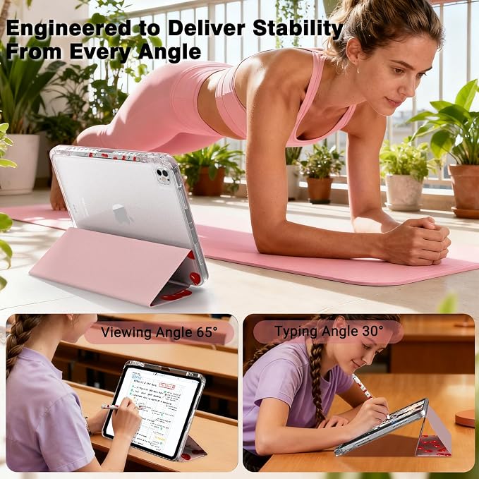 Case for iPad Air M3/M2 &amp Pro 12.9 Pro 12.9 (6th/5th/4th/3rd Gen)Cherry