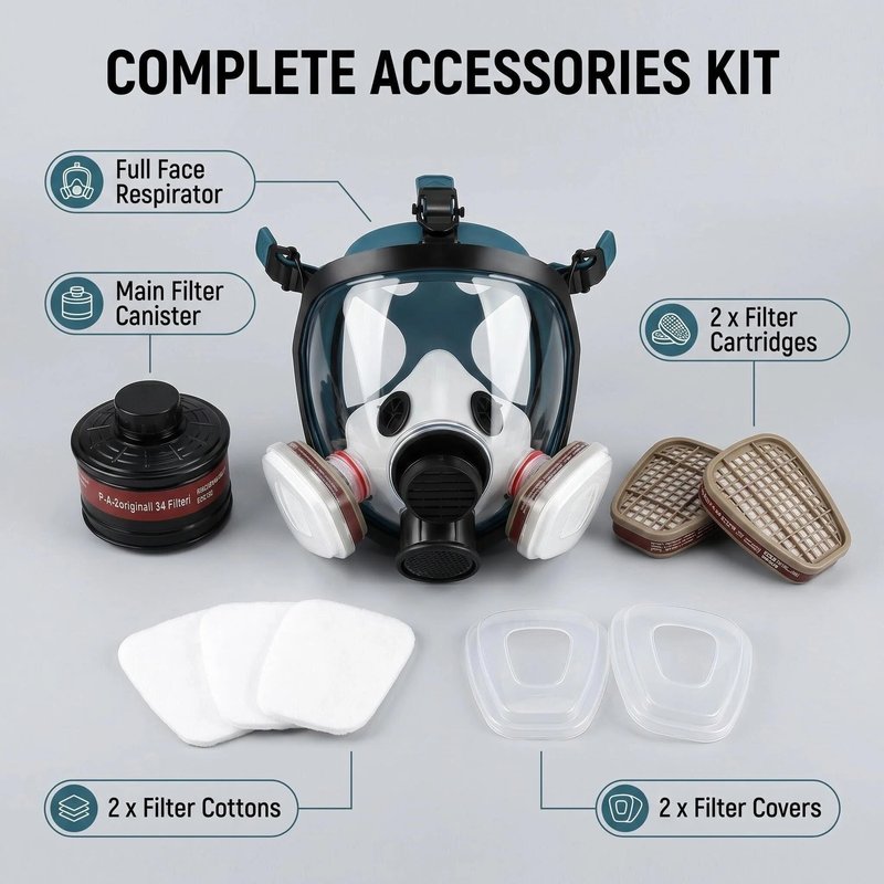 Gas Masks Survival Nuclear and Chemical - Full Face Respirator Gas Mask for Chemical, Spray Paint, Epoxy Resin, Welding, Sanding