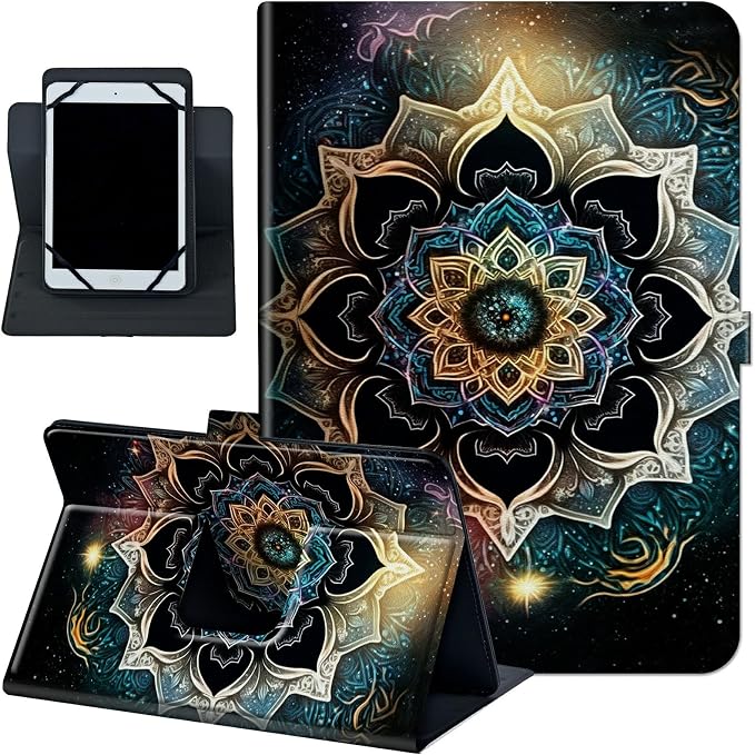 Universal Case for 10.6 inch 11 inch TabletUniversal Case for 10.6-11 Inch Touchscreen TabletSlim PU Leather Stand Folio Shell Cover with 360 Degree Rotatable Kickstand ViewingAbstract Sun Leaf