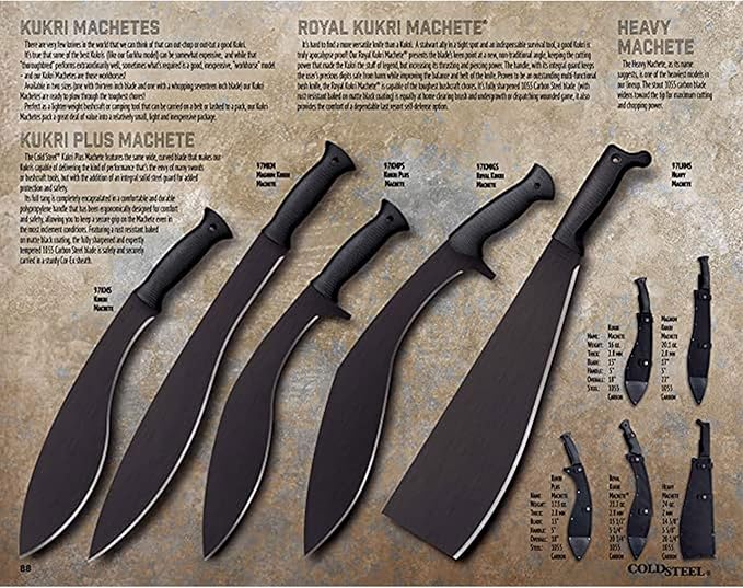 Cold Steel Kukri Plus 1055 18 Inch Curved Tactical Survival Machete with 13 Inch Carbon Steel Blade, Polypropylene Handle and Cor Ex Sheath (2 Pack)