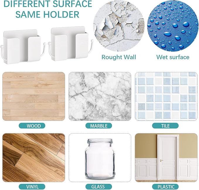 Jetec 6 Pcs Wall Mount Phone Holder Self-Adhesive Wall Beside Organizer Storage Box Plastic Charging Phone Stand Remote Brackets Holder for Bedroom (Black)