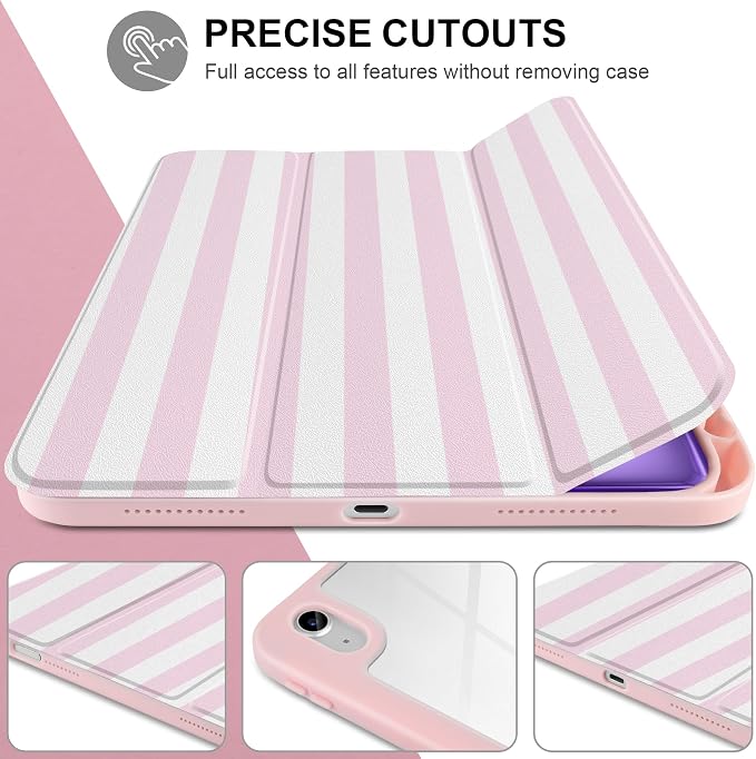 Case for iPad (A16) 11th Generation 11 inch 2025 /iPad 10th Gen 10.9 2022 - Aesthetic Cute Preppy Design Trifold Cover with Soft TPU Bumper Clear Back Auto Sleep/Wake Waves