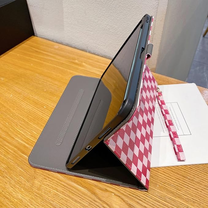 Checkered Case for iPad (A16) 11th Generation 11 Inch (2025) iPad 10th Generation 10.9 Inch (2022) with Pencil Holder (Black)
