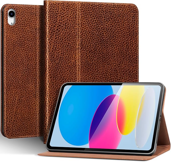 Genuine Leather Case for iPad 11th Gen 11(2025/A16)/10th Gen 10.9 | Slim Protective Cover with Adjustable Stand Auto Wake/Sleep Premium Leather Black