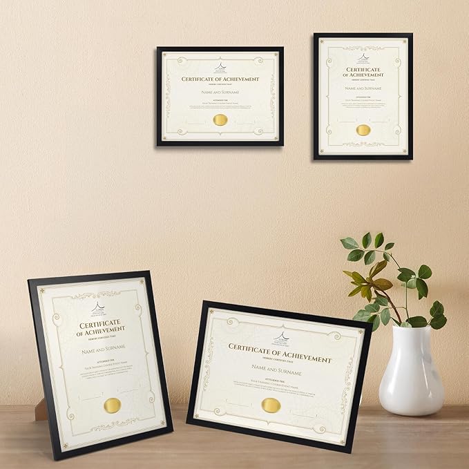 Rempry 8.5 x 11 Picture Frame Set of 14, Certificate Frames 8.5 by 11, Black Photo Frame for Diploma Document, Tabletop and Wall Display