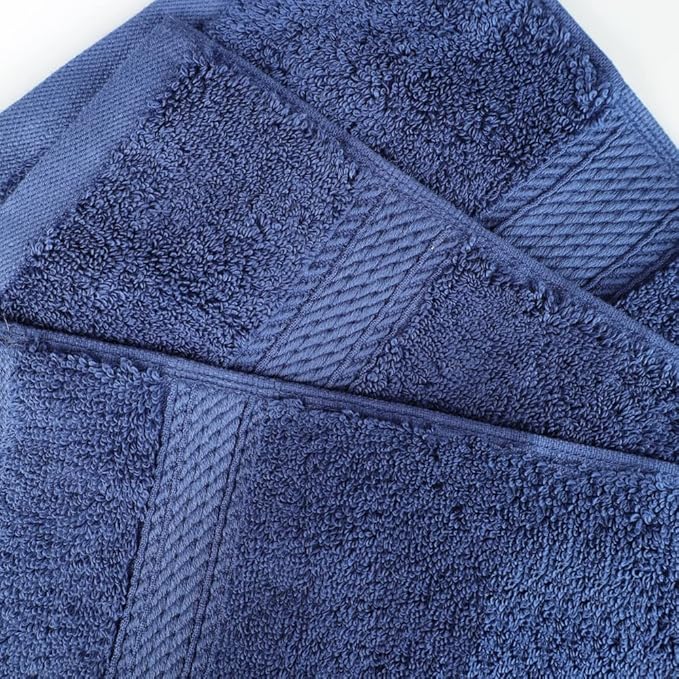 Superior Egyptian Cotton Pile Bath Towel Set of 2, Ultra Soft Luxury Towels, Thick Plush Essentials, Absorbent Heavyweight, Guest Bath, Hotel, Spa, Home Bathroom, Shower Basics, Navy Blue