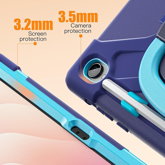 Batianda Heavy Duty Case for Samsung Galaxy Tab S11 2025 11 Inch with 360° Rotating Ring Stand &amp Shoulder Strap Built-in S Pen Holder Shockproof Rugged Multi-Layer Protective Cover Black