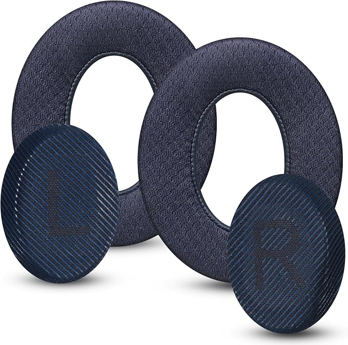 Cooling Gel Headphones Replacement Ear Pads for Bose Quiet Comfort QC35, Mesh Soccer Net Fabric Breathable Sports Fabric, Extra Thick & Cooler for Longer, Softer Memory Foam - Blue