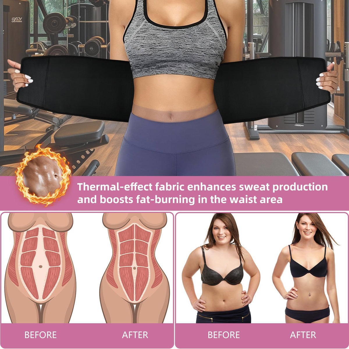 Lisacool Sweat Band Waist Trainer for Women Adjustable Body-Shaping