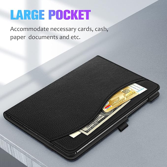 Fintie Multi-Angle Viewing Case for Samsung Galaxy Tab S8/S7 11 Inch | Front Card Pocket 3 Viewing Angles S Pen Protection Auto Wake/Sleep Black