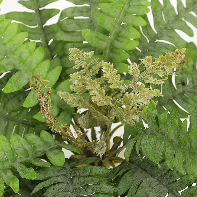 Ferns Artificial Plants 2pcs Faux Ferns for Outdoor Planter Large Fake Ferns Look Real Artificial Ferns with 42 Fronds Hanging Boston Fern Fake Plant Shrubs for Home Farmhouse Garden Porch Decor