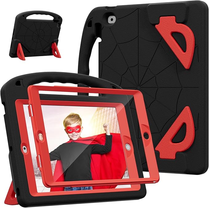 Kids Case for iPad 9th/8th/7th Gen. (10.2-inch 2021/2020/2019) | Shockproof Cover with Built-in Screen Protector and Stand Black