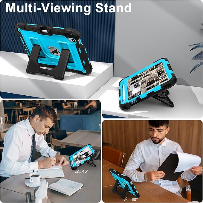 Kids Case Compatible with iPad mini 7 A17 pro 2024 Mini 6 8.3”Colorful Shockproof Case with Pencil Holder and Adjustable Big StandHandle Strap for iPad mini 6th 7th Gen