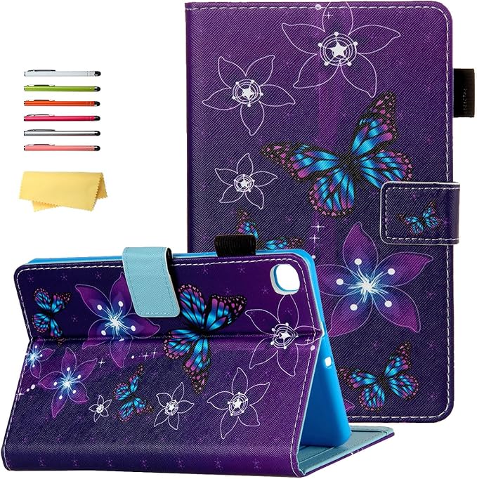 for Galaxy Tab A 8.4 Case 2020 Model (SM-T307/T307U) with Pencil Holder Pockets Multi-Angle Viewing Folio Stand PU Leather Shockproof TPU Cover for Samsung Tab A 8.4 T307 Black Rose Flower