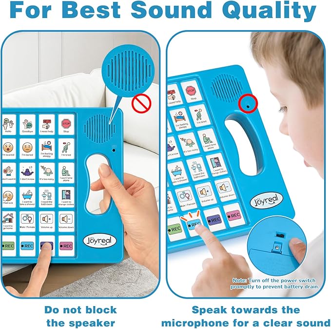Joyreal AAC Device for Autism, Non Verbal Communication Tools for Speech Therapy & Stroke Rehab. Speech Communication Tablet, Autism Talking Aids with 8 Programmable Buttons & Adjustable Volume