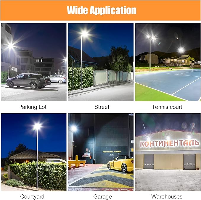 6 Pack LED Flood Light Fixture 300W 36000LM ETL Listed 5000K Outdoor Floodlight Security Lighting IP65 Waterproof for Parking Lot Sports Fields Billboard Arena Yard Garage AC100-277V